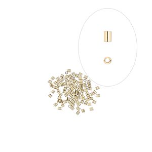 Crimp 1pkg100 14Kt gold-filled, 2x1.6mm smooth round tube / approx 1.1mm inside diameter