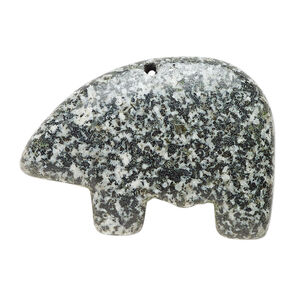 Spotted jasper 1pkg1, half-drilled Zuni-style bear focal natural, 34x26mm-38x29mm