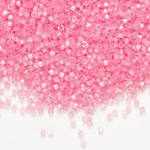 Seed bead, Miyuki Delica&reg;, 1pkg50g, glass, #11 round, translucent rainbow silk light carnation (DB-1875)