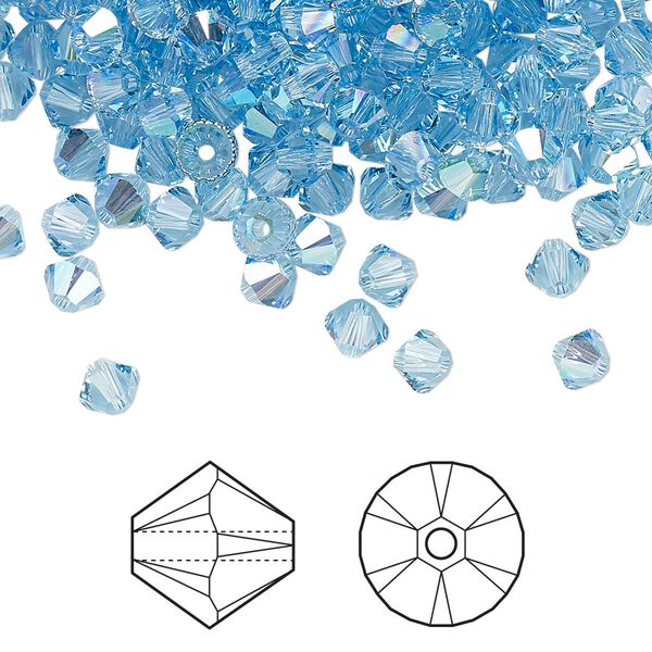 Bead 1440pk aquamarine shimmer, Swarovski&reg; 4mm XILION bicone 5328 image number 0