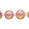 Bead, glass 1pkg8, gold / pink / red, 14mm hand-painted round. image number 0