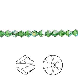Bead 48pk fern green AB, Crystal Passions&reg; 4mm bicone 5328