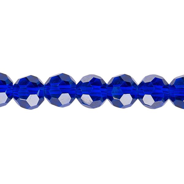 Bead 1pk 32 facets translucent cobalt blue, Celestial Crystal&reg; 8mm round 15.5-16 inch image number 0