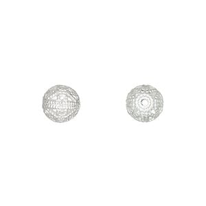 Bead 1pkg100 silver-plated, 8mm filigree round, brass