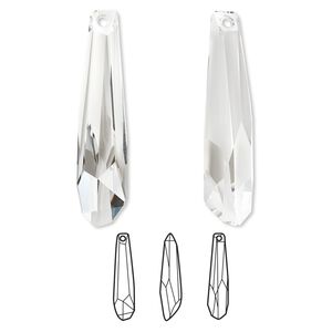 Focal 6pk crystal partially frosted, Swarovski&reg; 56x12mm pendant crystalacite 6017/G