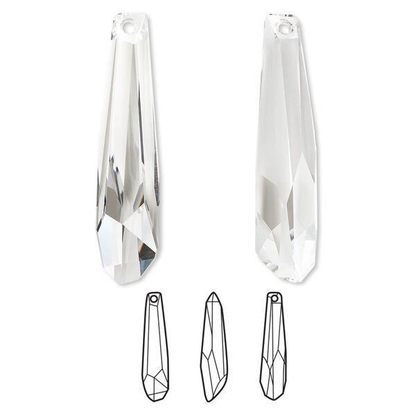 Focal 6pk crystal partially frosted, Swarovski&reg; 56x12mm pendant crystalacite 6017/G image number 0