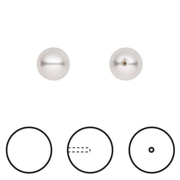 Pearl 250pk light grey, Swarovski&reg; 8mm half-drilled round 5818 image number 0