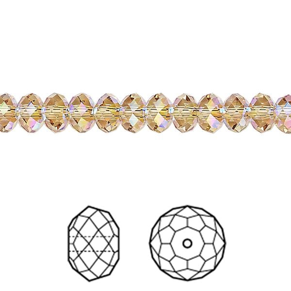 Bead 12pk light Colorado topaz shimmer 2X, Crystal Passions&reg; 6x4mm rondelle 5040 image number 0