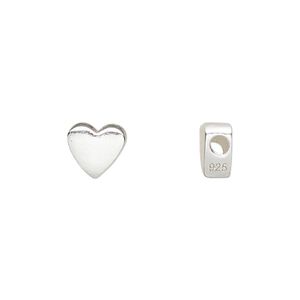 Bead 1pkg2 sterling silver, 4mm flat heart