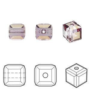 Bead 6pk dark rose, Crystal Passions&reg; 8mm cube 5601