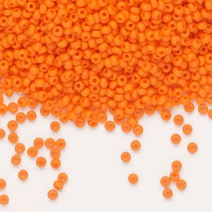 Seed bead, Preciosa Ornela Czech glass, pkg/50g, #11 rocaille, opaque matte orange, (93140).