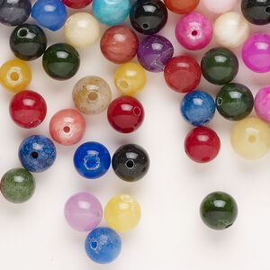 Quartz 1pkg2oz, round bead mix, mixed colors 6-7mm