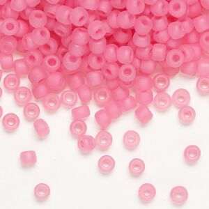 Seed bead, Dyna-Mites&trade;, glass 1pkg0.5kg, #6 round, translucent inside dyed color dusty rose (208MA 6/0 RR)
