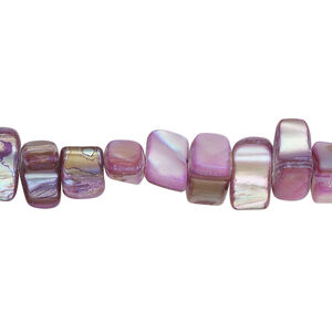 Mother-of-pearl shell 1pkg1, triangle tube bead 15 inch thistle 8x4mm-12x6mm