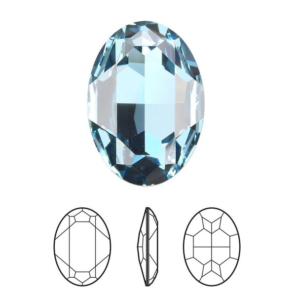 Fancy stone 24pk aquamarine foil back, Swarovski&reg; 30x22mm oval 4127 image number 0