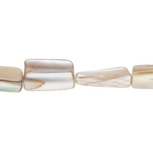 Mother-of-pearl shell 1pkg1, stick bead 14 inch tan 13x5mm-17x9mm