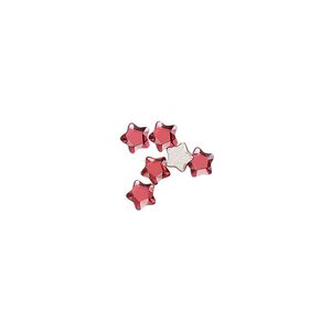 Flat back 6pk scarlet foil back, Crystal Passions&reg; 4mm star flower 3754