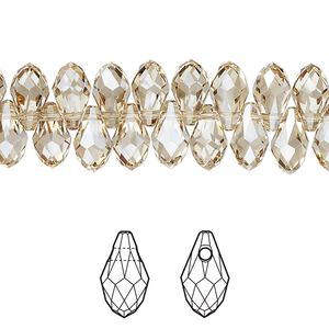 Briolette 288pk crystal golden shadow, Swarovski&reg; 9x5mm pendant drop 6007