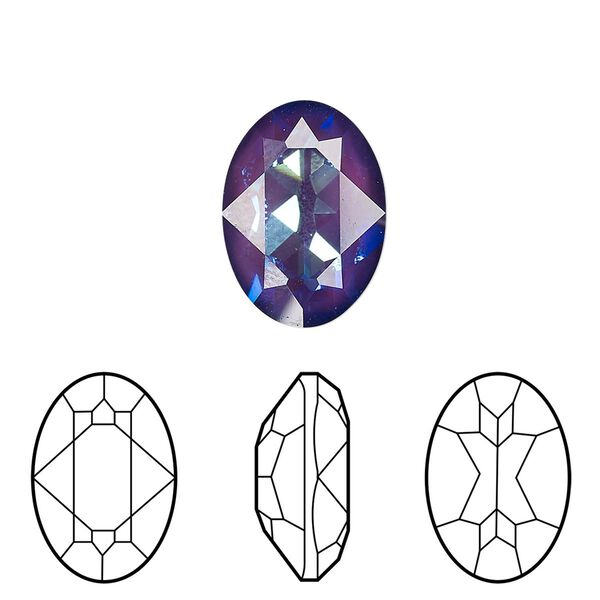 Fancy stone 1pk crystal ultra purple AB, Crystal Passions&reg; 18x13mm oval 4120 image number 0