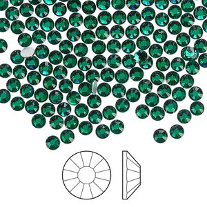 Flat back 144pk emerald foil back, Preciosa Viva 12&reg; Czech crystal rhinestone 3-3.2mm chaton rose round SS12