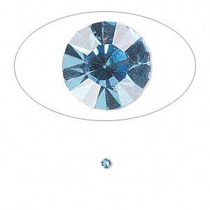 Chaton, glass rhinestone, light sapphire blue, foil back, 2.0-2.1mm faceted round, PP14. Sold per pkg of 72.