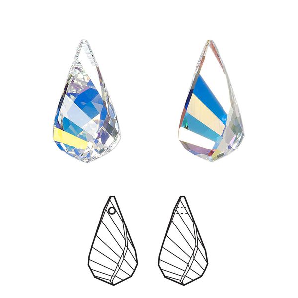 Drop 36pk crystal AB, Swarovski&reg; 18x10mm pendant helix 6020 image number 0