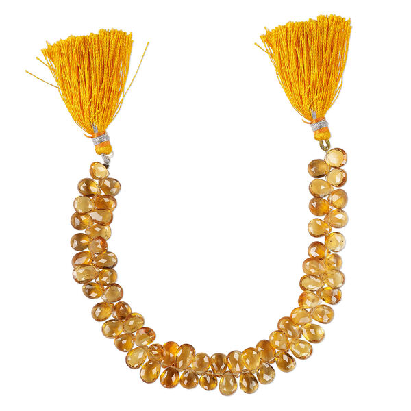 Brandy citrine 1pkg1, hand-cut top-drilled faceted puffed teardrop bead, 8 inch 9x6mm-11x11mm image number 2