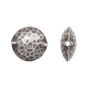 Bead 1pkg1 sterling silver, 17mm hammered flat round, antiqued Hill Tribes