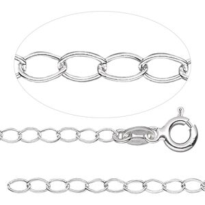 Chain 1pkg1 sterling silver cable, 2.75mm oval / springring clasp, 16 inch