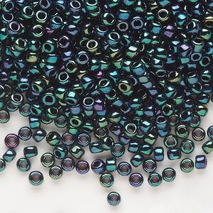 Seed bead, Dyna-Mites&trade;, glass, opaque iris green, #8 round. Sold per 1/2 kilogram pkg.