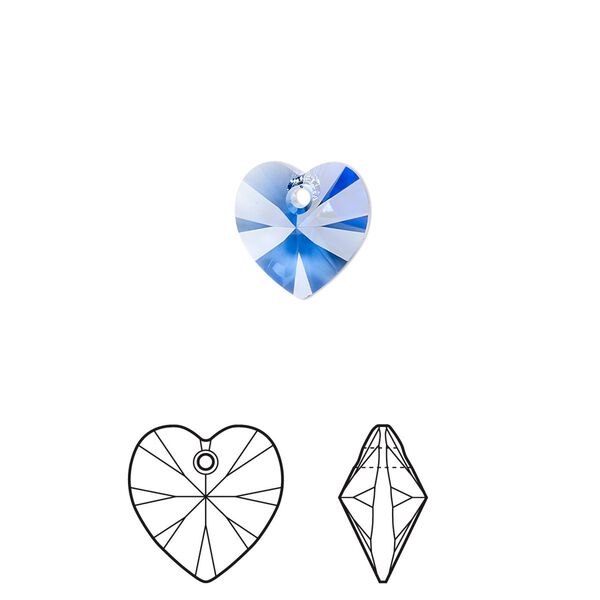 Drop 288pk sapphire, Swarovski&reg; 10mm pendant heart 6228 image number 0