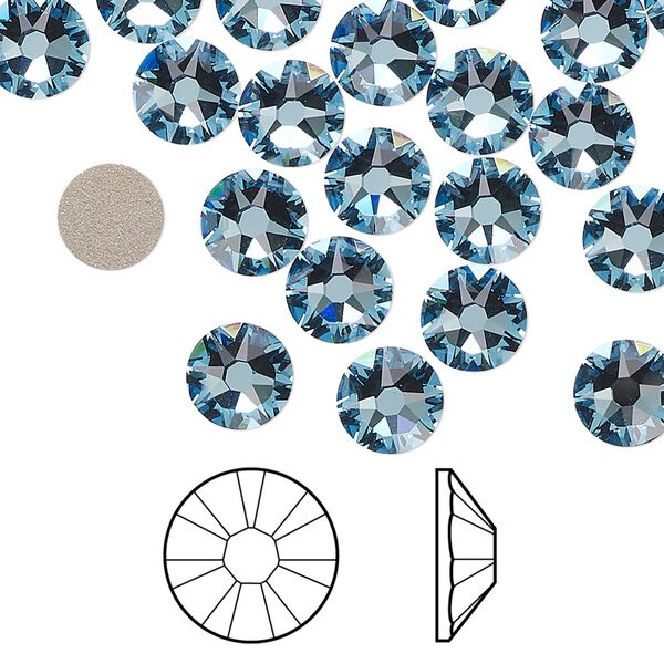 Flat back 144pk aquamarine foil back, Swarovski&reg; 7.07-7.27mm rose round SS34 2088 image number 0