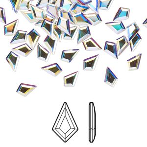 Flat back 6pk crystal AB foil back, Crystal Passions&reg; 6.4x4.2mm kite 2771
