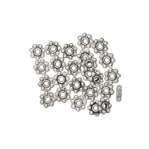 Bead 1pkg24 "pewter", 5x1mm beaded rondelle, antiqued
