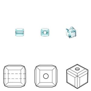 Bead 12pk light turquoise, Crystal Passions&reg; 4mm cube 5601