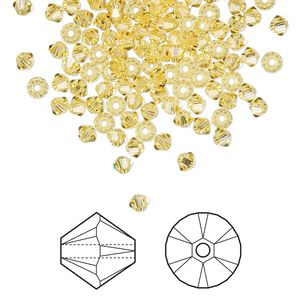 Bead 48pk light topaz, Crystal Passions&reg; 3mm bicone 5328