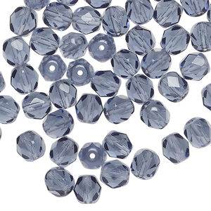 Bead, Czech fire-polished glass 1pkg60, translucent Montana blue, 6mm faceted round.