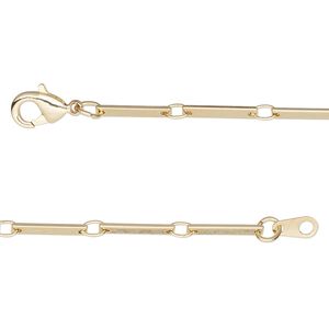 Chain 1pkg1 bar & link, 2mm / lobster claw clasp, gold-finished brass 18 inch