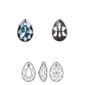 Drop 48pk crystal Bermuda blue P, Swarovski&reg; 11.5mm pendant pear cut 6433