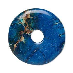 Magnesite 1pkg1, hand-cut donut focal, lapis blue 40mm