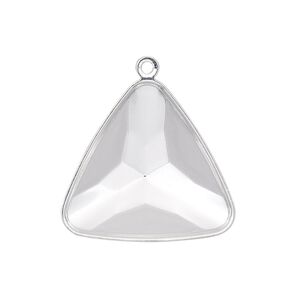 Drop, Almost Instant Jewelry&reg;, silver-plated brass, 27mm triangle with 23mm triangle setting. Sold per pkg of 2.