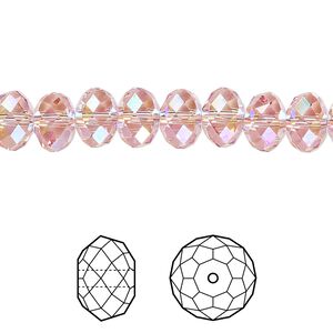Bead 288pk light rose shimmer 2X, Swarovski&reg; 8x6mm rondelle 5040