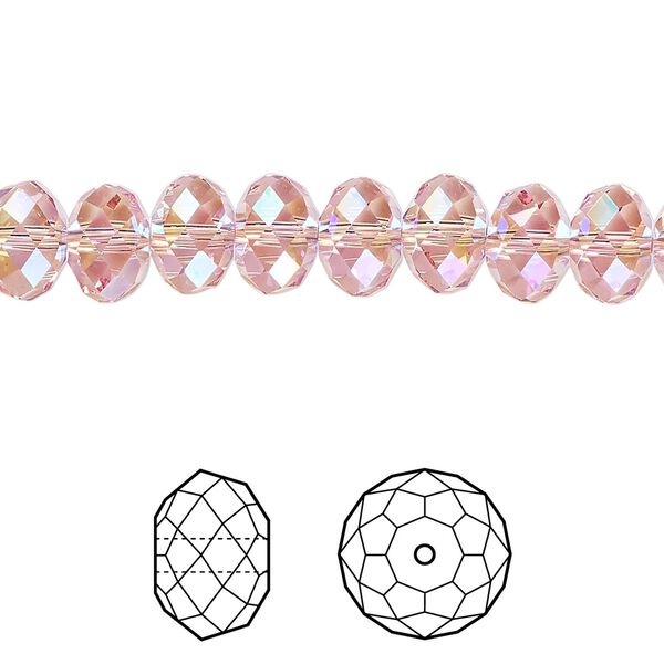 Bead 288pk light rose shimmer 2X, Swarovski&reg; 8x6mm rondelle 5040 image number 0