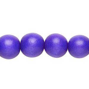 Bead 1pkg1, Taiwanese cheesewood (dyed / waxed), cobalt blue, 11-12mm round, 15-1/2 to 16 inches.