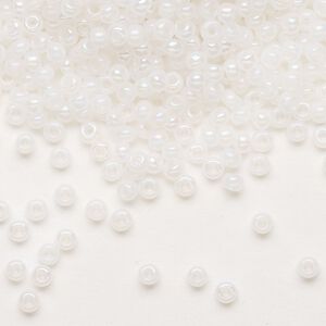 Seed bead, Preciosa Ornela Czech glass, pkg/500g, #8 rocaille, opaque rainbow alabaster, (57205).