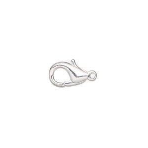 Clasp lobster claw 1pkg100 silver-plated, 13x8mm, brass 1-strand