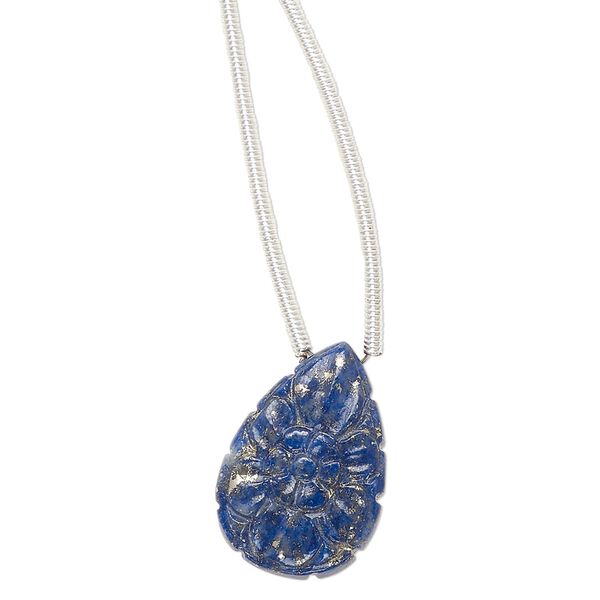 Lapis lazuli 1pkg1, hand-cut top-drilled double-sided carved flower teardrop bead natural 18x12mm image number 0