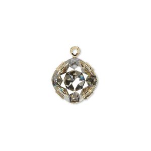 Drop 1pk crystal silver shade gold plate, Crystal Passions&reg; 13mm diamond 18704