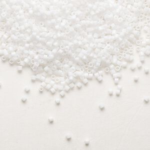 Seed bead, Delica&reg;, glass, pkg/50g, #15 round, opaque white (DBS-0200).