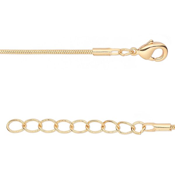 Chain 1pkg4 snake, 1mm / lobster claw clasp, gold-finished brass 16 inch image number 0